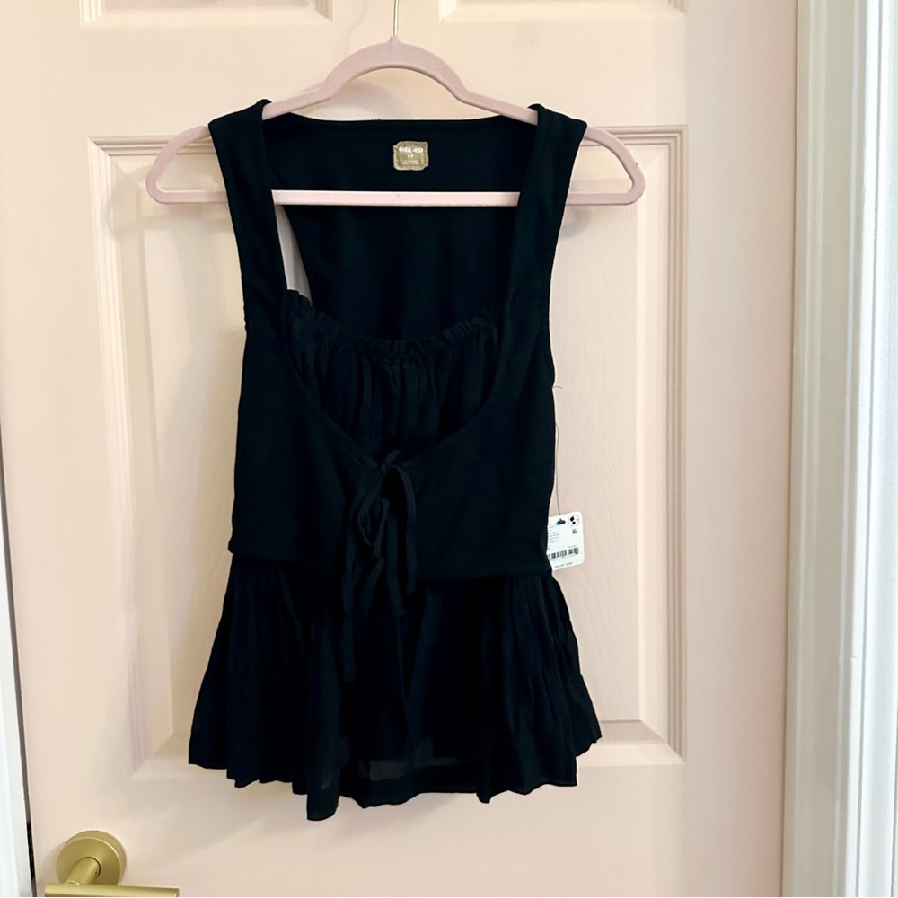 NWT Free People Black Tie-Front Tank Top